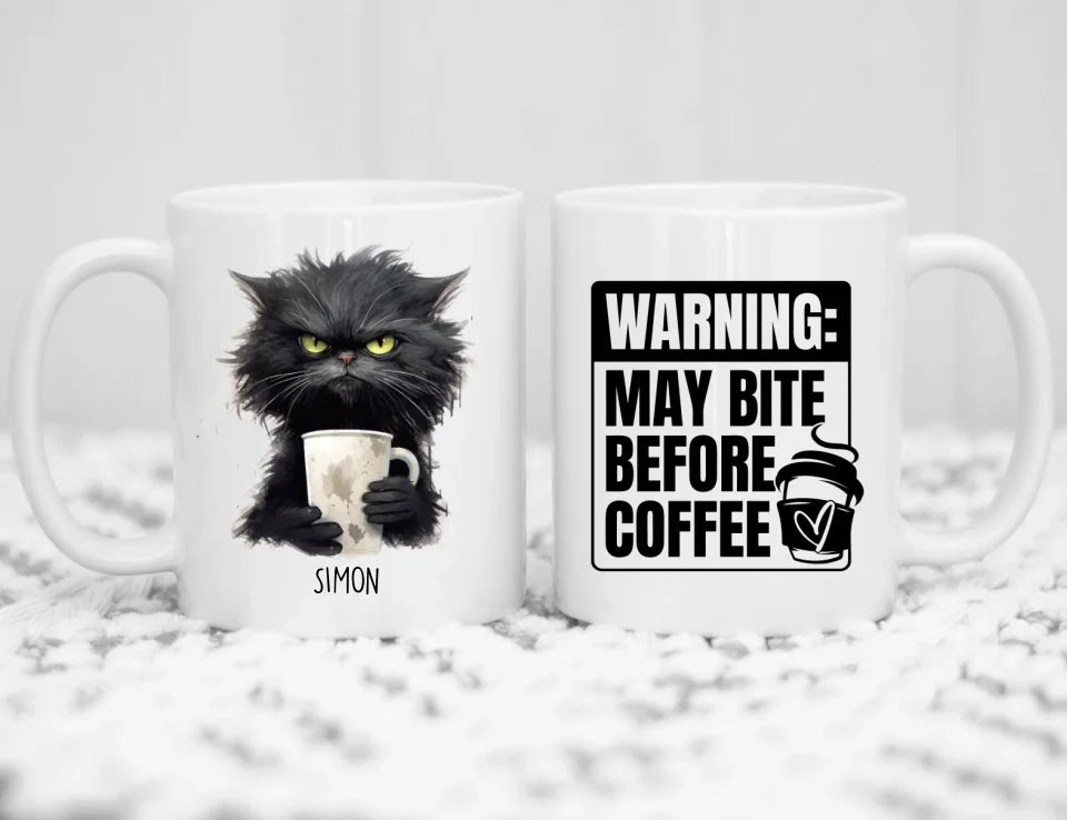 Personalised Angry Cat before Coffee Mug