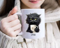 Personalised Angry Cat before Coffee Mug