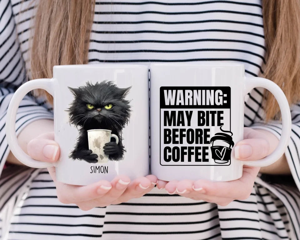 Personalised Angry Cat before Coffee Mug